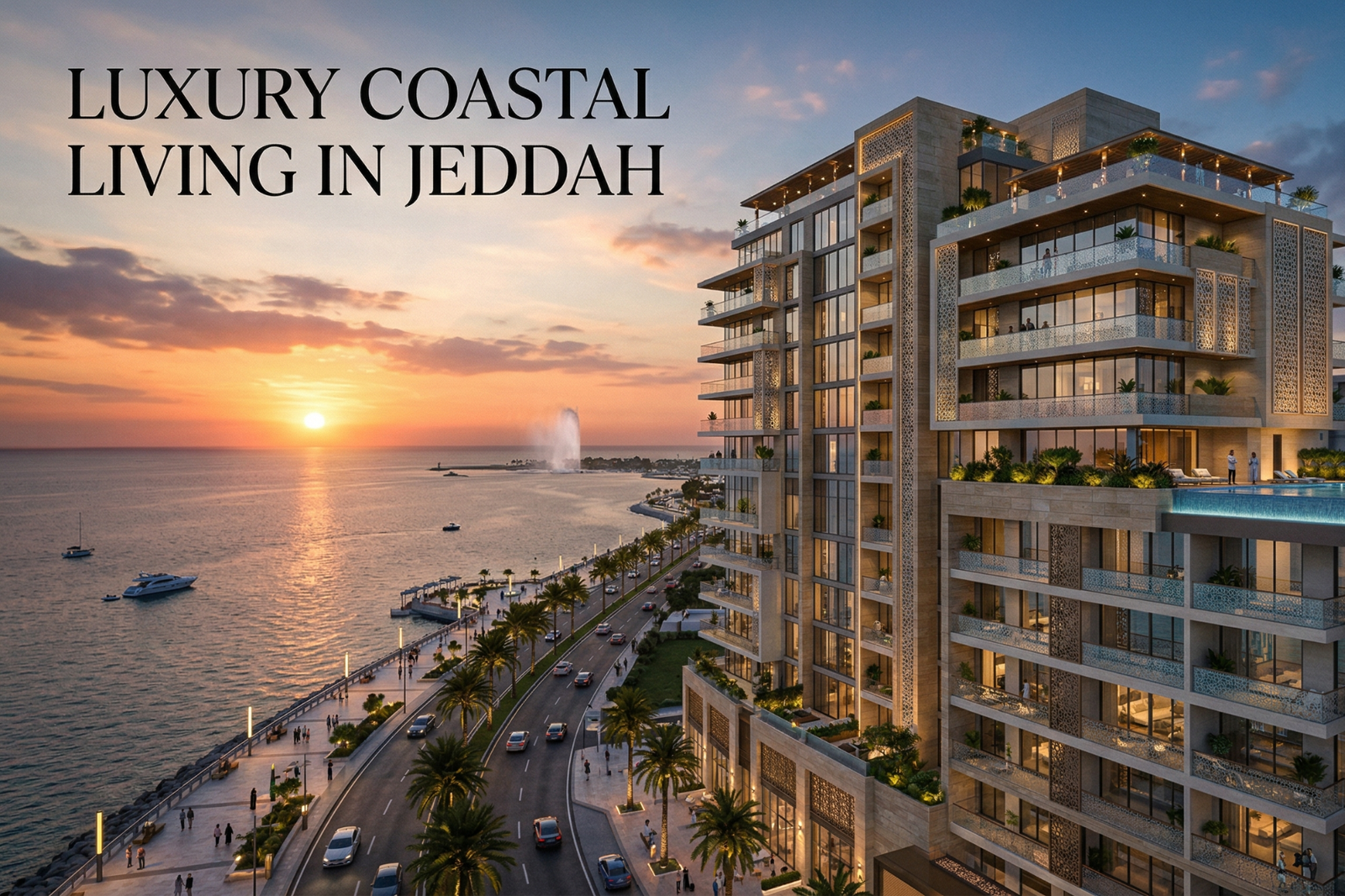 Basri luxury Jeddah Corniche waterfront real estate at sunset – foreign property ownership opportunities in 2026